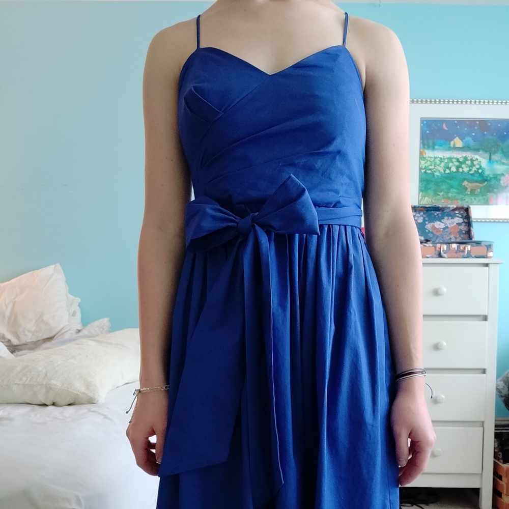 royal blue strappy midi dress